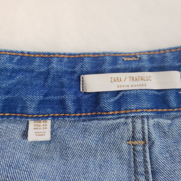 ZARA TRAFALUC High Rise Button Fly Frayed Denim Short SZ 8 - Picture 15 of 16